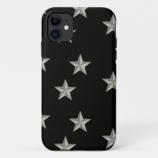 Grey stars pattern on black Case-Mate iPhone case (Back)