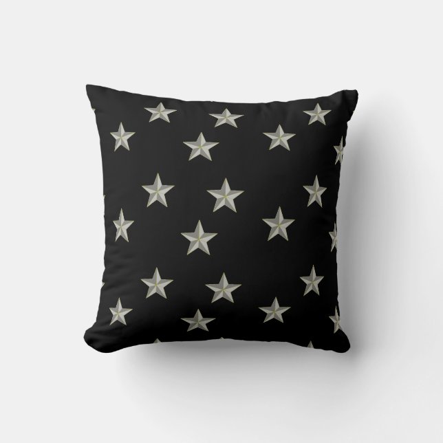 Grey stars pattern on black cushion (Front)