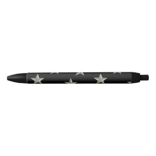 Grey stars pattern on black ink pen