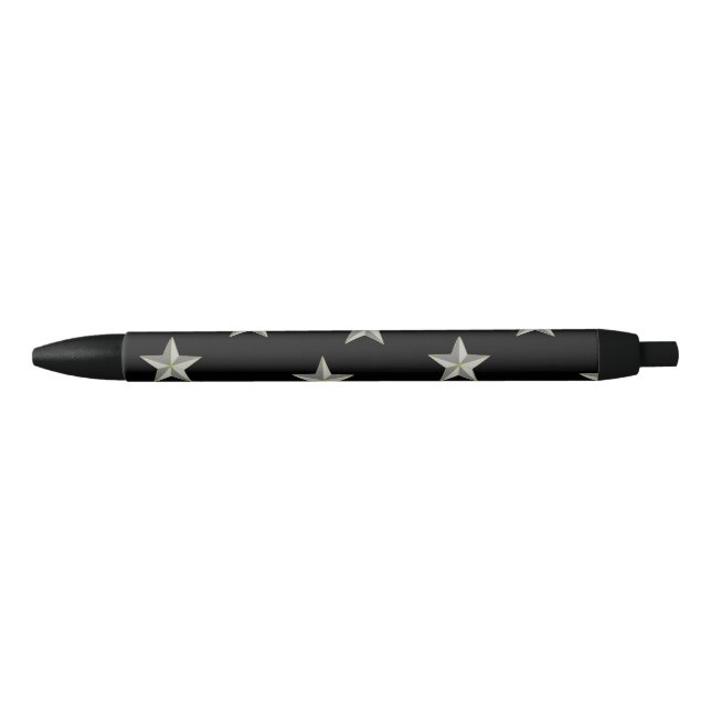 Grey stars pattern on black ink pen (Front)