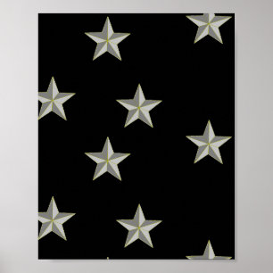 Grey stars pattern on black poster