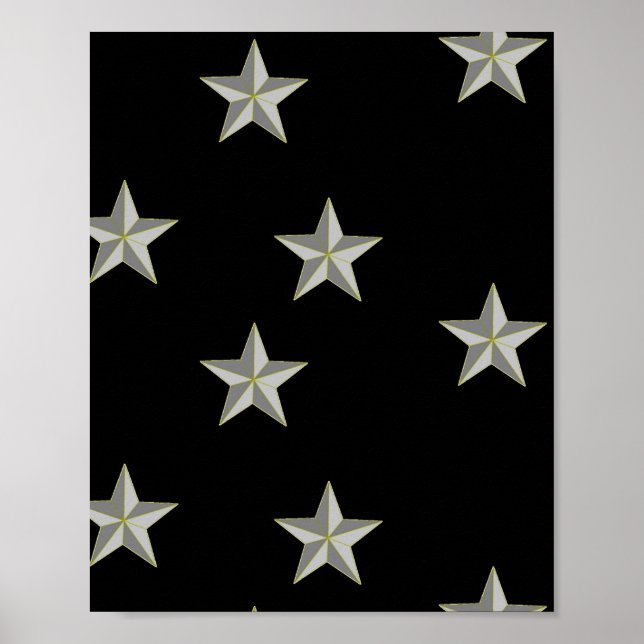 Grey stars pattern on black poster (Front)