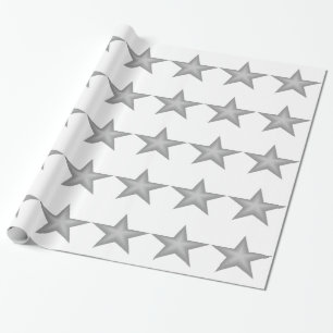 Grey Stars theme wrapping paper