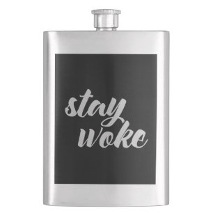 Grey Stay Woke Hip Flask
