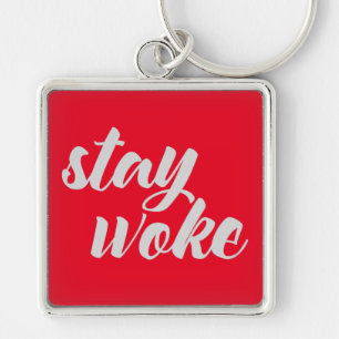 Grey Stay Woke Key Ring