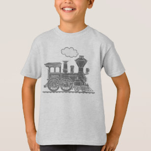 Grey steam loco train "your name" kids t-shirt