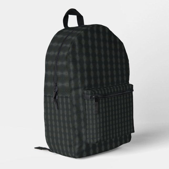 Grey steel seamless pattern printed backpack (Back Corner Left)