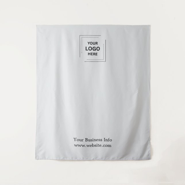 Grey Step and Repeat Business Logo Photo Backdrop Tapestry (Front)