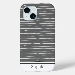 Grey Stipes Custom iPhone 15 Case