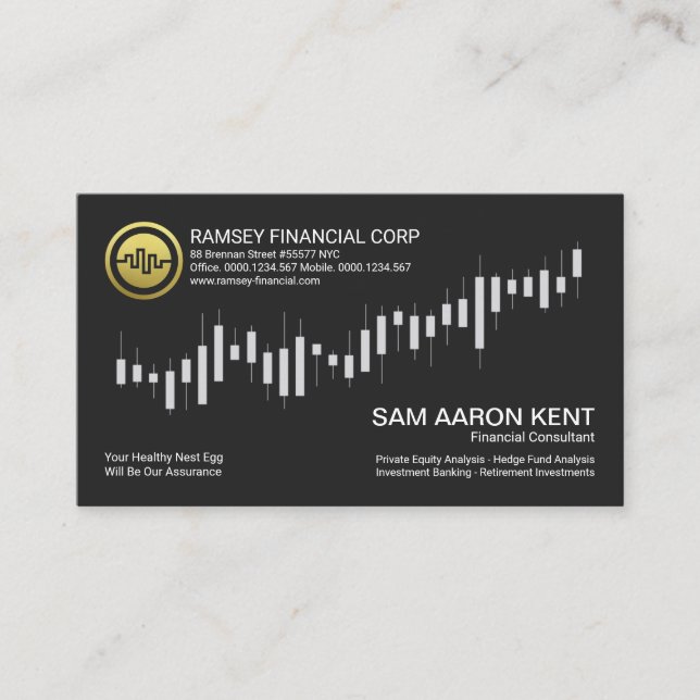 Grey Stock Exchange Graph Index Financial Business Card (Front)