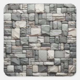 Grey Stone Brick with Brown Texture Square Sticker