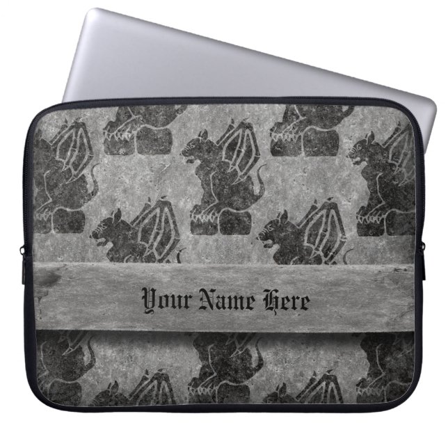 Grey Stone Gargoyles Laptop Sleeve (Front)