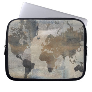 Grey Stone Map Of The World Laptop Sleeve