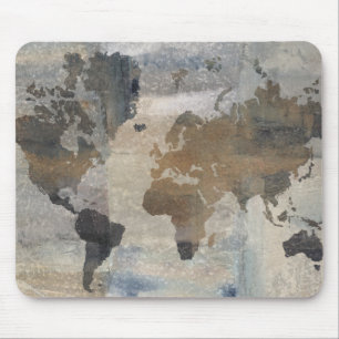 Grey Stone Map Of The World Mouse Mat