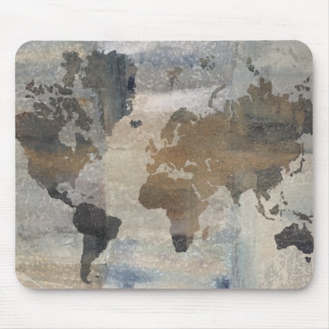 Grey Stone Map Of The World Mouse Mat (Front)