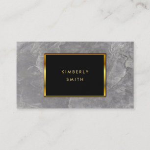 Grey stone marble black gold minimalist business card