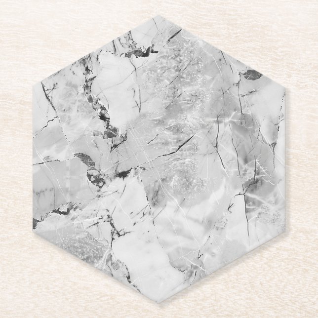 Grey 'Stone Mosaic Cascade' Marble Texture Custom  Paper Coaster (Front)
