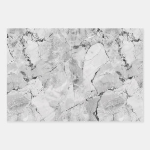 Grey 'Stone Mosaic Cascade' Marble Texture Wrappin Wrapping Paper Sheet