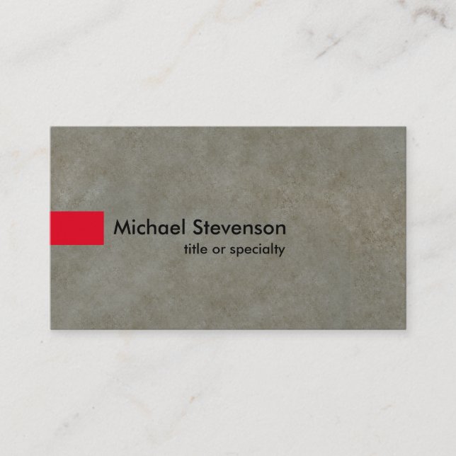 Grey Stone Red Modern Unique Consultant Business Card (Front)