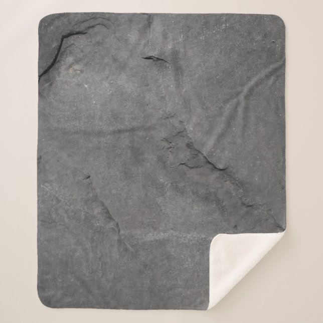 Grey stone texture black and white sherpa blanket (Front)