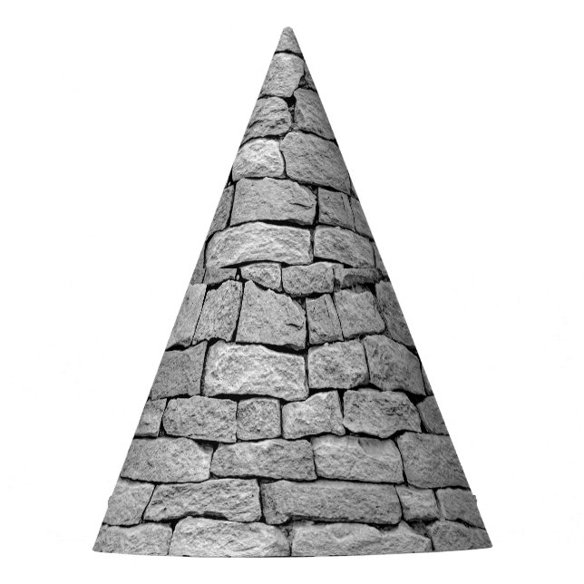 Grey stone wall, abstract background. party hat (Front)