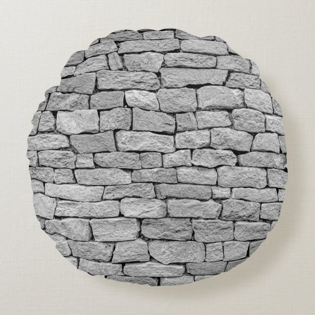 Grey stone wall, abstract background. round cushion (Front)