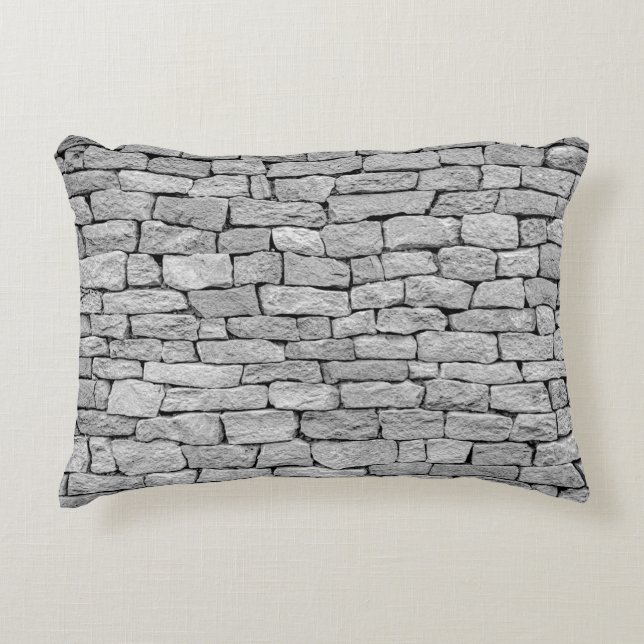 Grey stone wall as an abstract background. decorative cushion (Front)