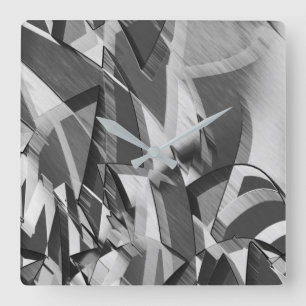 Grey streaks on some black, drizzled image square wall clock