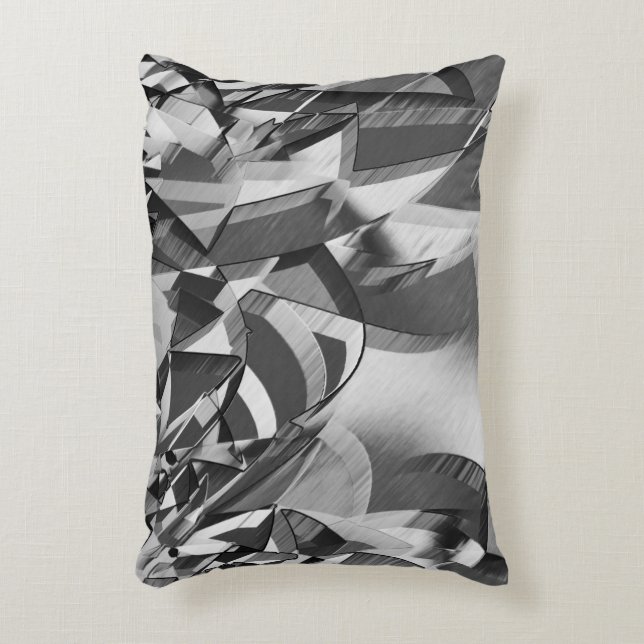 Grey streaks over black image with drizzle decorative cushion (Front(Vertical))