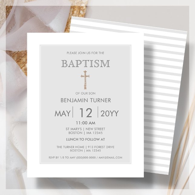 Grey Stripe | Baptism Budget Invitation (Creator Uploaded)