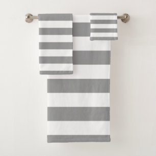 Grey Stripe Bath Towel Set