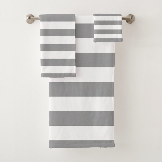 Grey Stripe Bath Towel Set (Insitu)