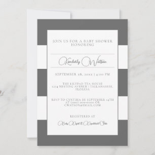 Grey Striped Baby Shower Invitation