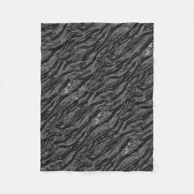 Grey Striped Camo Fleece Blanket (Front)