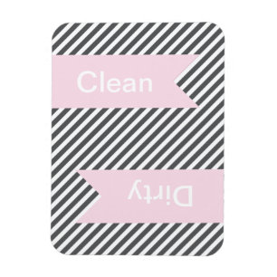 Grey Striped Clean - Dirty Dishwasher Magnets
