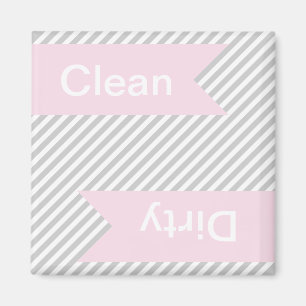 Grey Striped Clean - Dirty Dishwasher Magnets