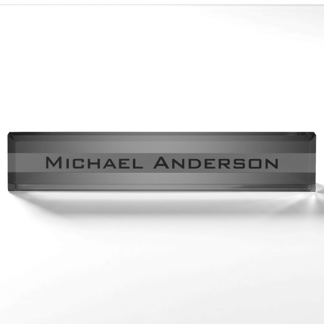Grey, striped, gradient, grey stripes, simple nameplate (Front)
