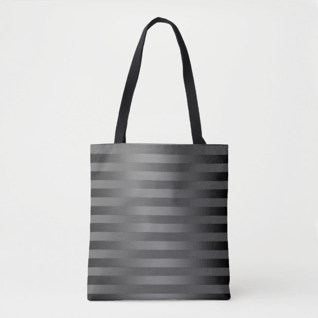 Grey, striped, gradient, grey stripes, simple tote bag (Front)