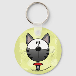 Grey Striped Kitty Key Ring