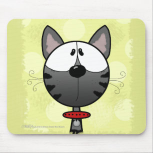 Grey Striped Kitty Mouse Mat
