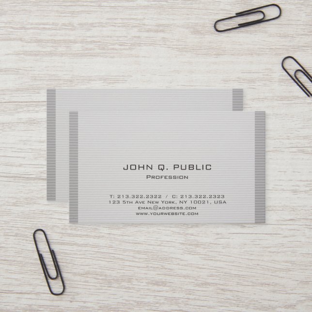 Grey Striped Professional Elegant Stylish Design Business Card (Front/Back In Situ)