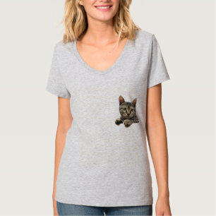 Grey Striped Tabby Cat T-Shirt for Women