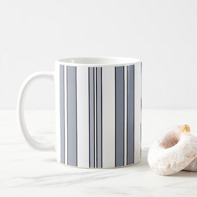Grey Stripes Coffee Mug (With Donut)
