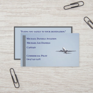 Grey Stripes Commercial Aeroplane Captain Pilot Business Card