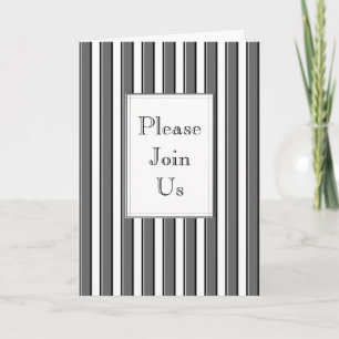 Grey Stripes Custom Folded Invitation