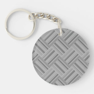 Grey stripes diagonal weave pattern key ring