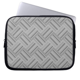 Grey stripes diagonal weave pattern laptop sleeve
