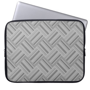 Grey stripes diagonal weave pattern laptop sleeve