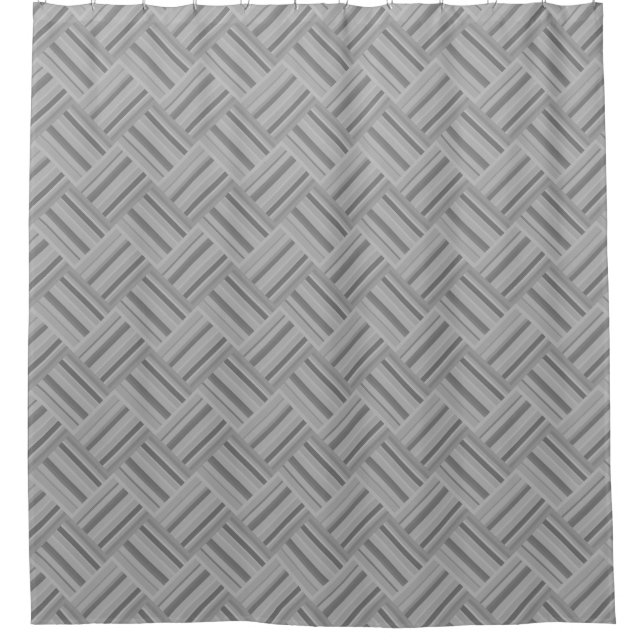Grey stripes diagonal weave pattern shower curtain (Front)