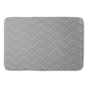 Grey stripes double weave pattern bath mat